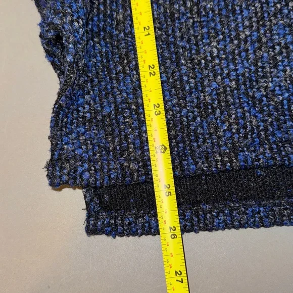 Blue Tweed Poncho with Black Faux Fur Trim Size L - Picture 6 of 6